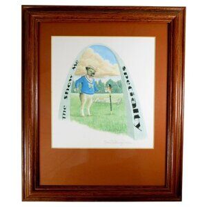 Susan Walbridge Fisher Dog Art, Border Terrier, St. Louis Arch, Signed & Framed